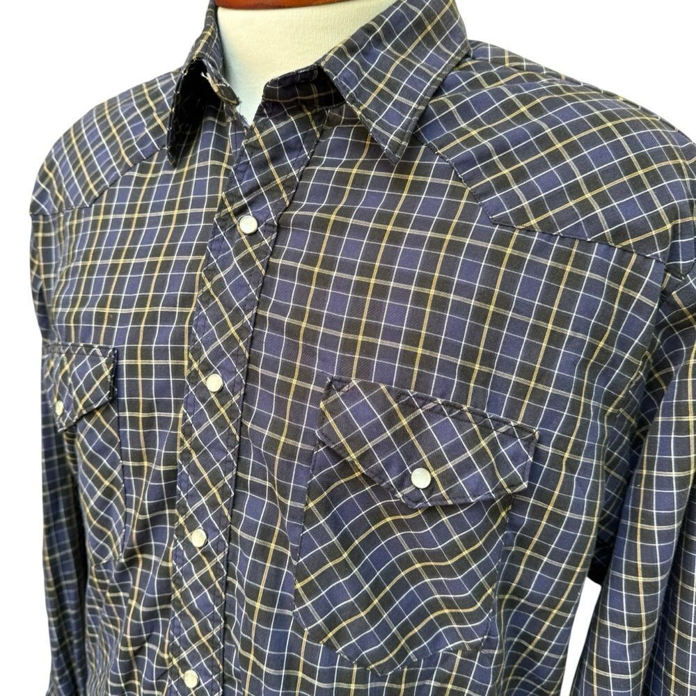 Wrangler Vintage Pearl Snap Western Plaid Long Sleeve Men's Shirt Size XL